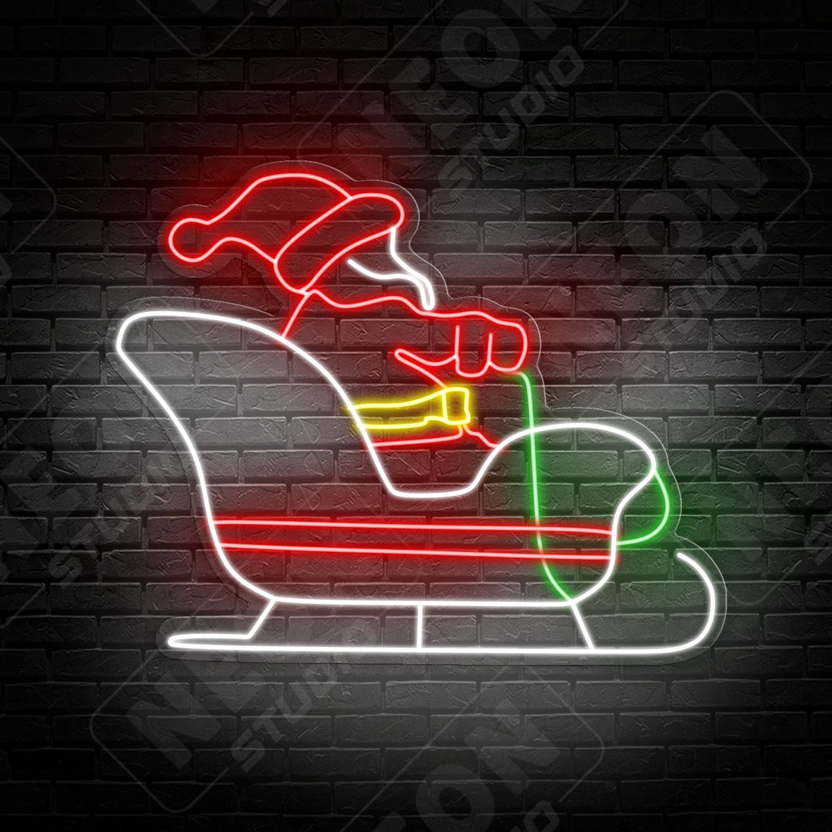 Santa Claus on sleigh neonskylt